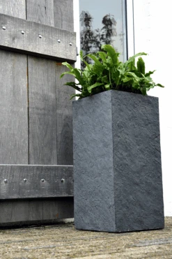Plantenbak Arizona Cubihi - L22 X B22 X H50cm - Donkergrijs -Pokon Winkel arizona cubihi graphite w22h50 plantenbak 6 4