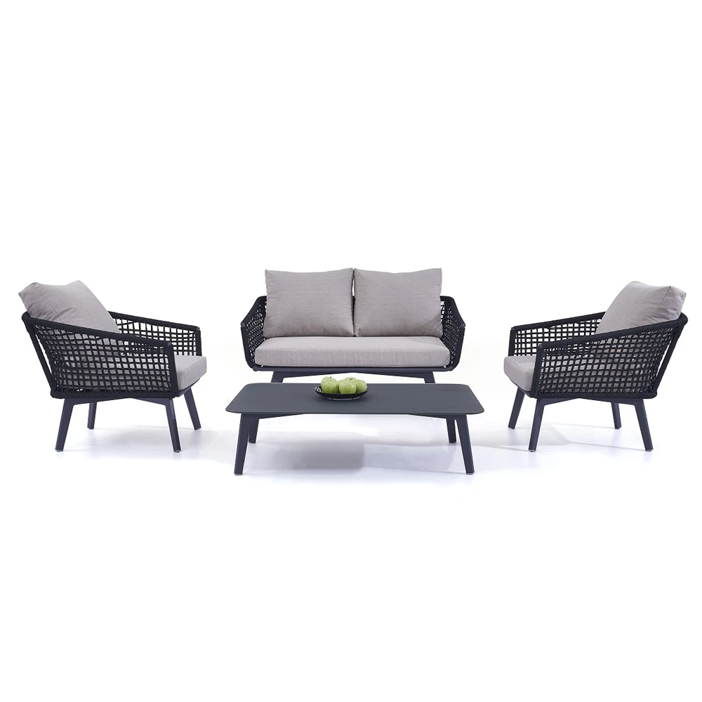 Barcelona 4-delige Stoel-bank Loungeset Met Salontafel 4 Barcelona 4-delige Stoel-bank Loungeset Met Salontafel - Afbeelding 2