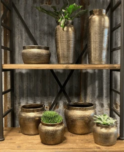 Bloempot Marrakesh Hoog - D19 X H45cm - Zilver Goud -Pokon Winkel bloempot marrakesh serie 3 1 2