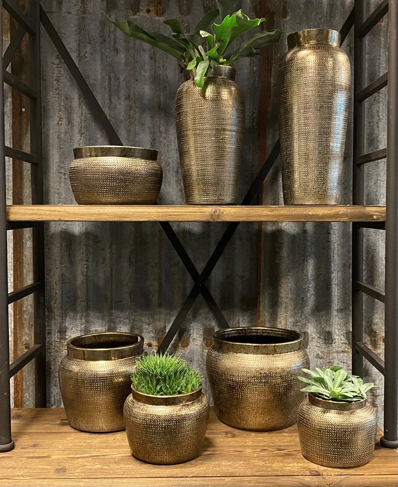 Bloempot Marrakesh - D24 X H21cm - Zilver Goud 5 Bloempot Marrakesh - D24 X H21cm - Zilver Goud - Afbeelding 3