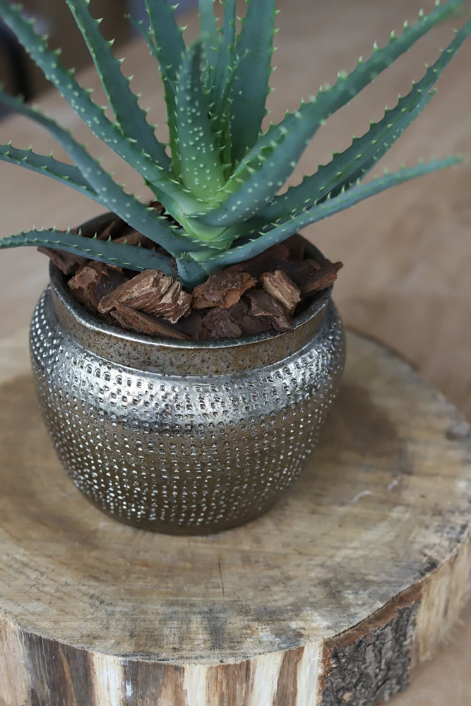 Bloempot Marrakesh - D21 X H17cm - Zilver Goud 4 Bloempot Marrakesh - D21 X H17cm - Zilver Goud - Afbeelding 2