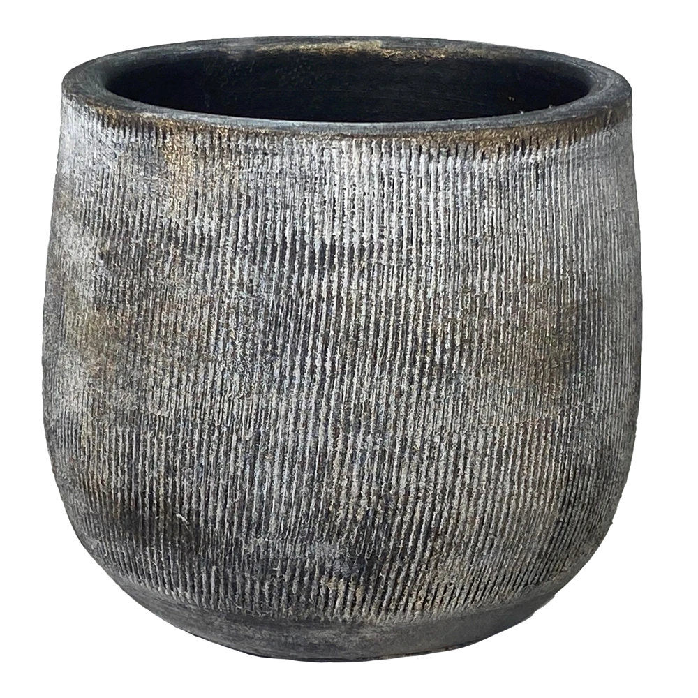 Bloempot Miami - D39 X H36cm - Zwart Cement 3 Bloempot Miami - D39 X H36cm - Zwart Cement