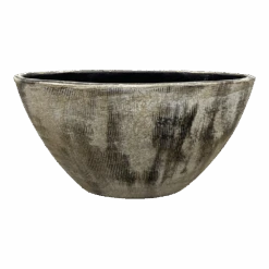 Bloempot Miami Ovaal - L30 X D13 X H17cm - Zwart Cement