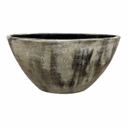 Bloempot Miami Ovaal - L35 X D16 X H19cm - Zwart Cement