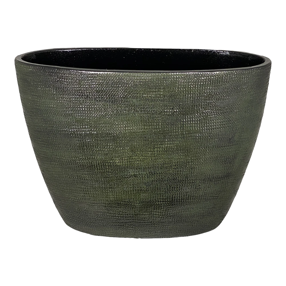 Bloempot Tokio Ovaal - L33 X B16 X H26cm - Groen 3 Bloempot Tokio Ovaal - L33 X B16 X H26cm - Groen