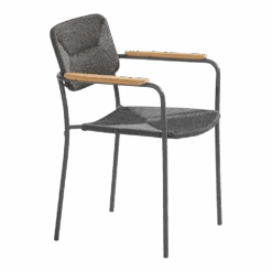 Bora Dining Stoel Met Teak Armleuning - Antraciet -Pokon Winkel bora dining stoel met teak armleuning antraciet 2