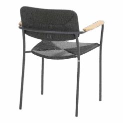 Bora Dining Stoel Met Teak Armleuning - Antraciet -Pokon Winkel bora dining stoel met teak armleuning antraciet 3 1