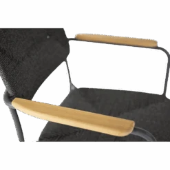 Bora Dining Stoel Met Teak Armleuning - Antraciet -Pokon Winkel bora dining stoel met teak armleuning antraciet 4 1