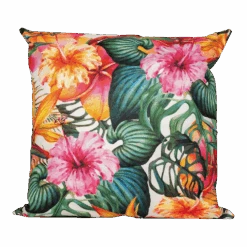 Buitenkussen Bloem Roze/oranje 45x45cm - Tuinkussen