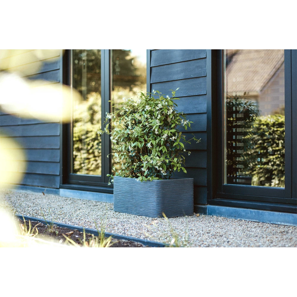 Capi Plantenbak Rechthoek Nature Rib NL - L73 X B39 X H32cm - Donkergrijs - Afbeelding 2