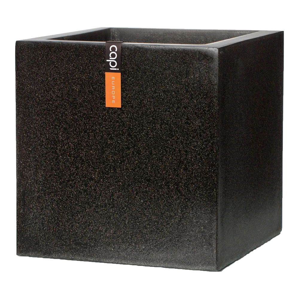 Capi Plantenbak Vierkant Lux Terrazo - L60 X B60 X H60cm - Zwart