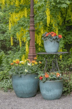 Bloempot Glazed Egg - D38 X H32cm - Groen -Pokon Winkel glazed egg pot moss green d38h32 bloempot groen 7 6