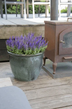 Bloempot Glazed Hp001 - D30 X H25cm - Groen -Pokon Winkel glazed hp001 moss green d30h25 bloempot groen 7 6