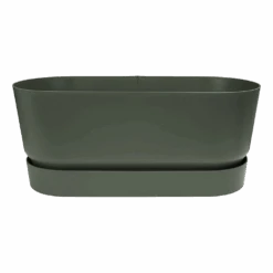 Bloembak Elho Greenville Terrace 80cm - Met Wielen - Bladgroen -Pokon Winkel greenville terrace trough 80cm wheels plantenbak bladgroen 2 10