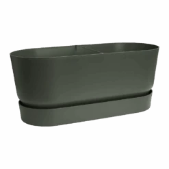 Bloembak Elho Greenville Terrace 80cm - Met Wielen - Bladgroen -Pokon Winkel greenville terrace trough 80cm wheels plantenbak bladgroen 3 10
