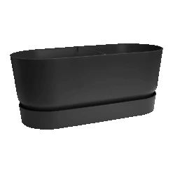 Bloembak Elho Greenville Terrace 80cm - Met Wielen - Living Black -Pokon Winkel greenville terrace trough 80cm wheels plantenbak living black 3 9