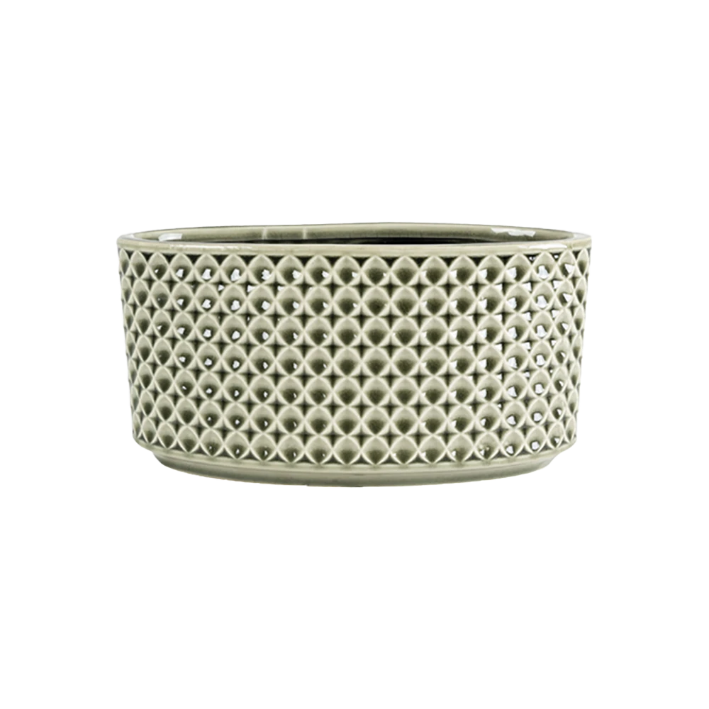 Bloempot Thies Ovaal - L26 X B12 X H13cm - Olijf Groen 3 Bloempot Thies Ovaal - L26 X B12 X H13cm - Olijf Groen