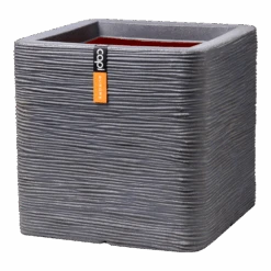 Capi Plantenbak Vierkant Nature Rib NL - L40 X B40 X H40cm - Donkergrijs