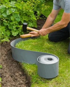 Tuinborderrand PE Grijs 3mm - 10x0,15m - Nature -Pokon Winkel tuinborderrand pe grijs 3mm 10x0 15m nature 3