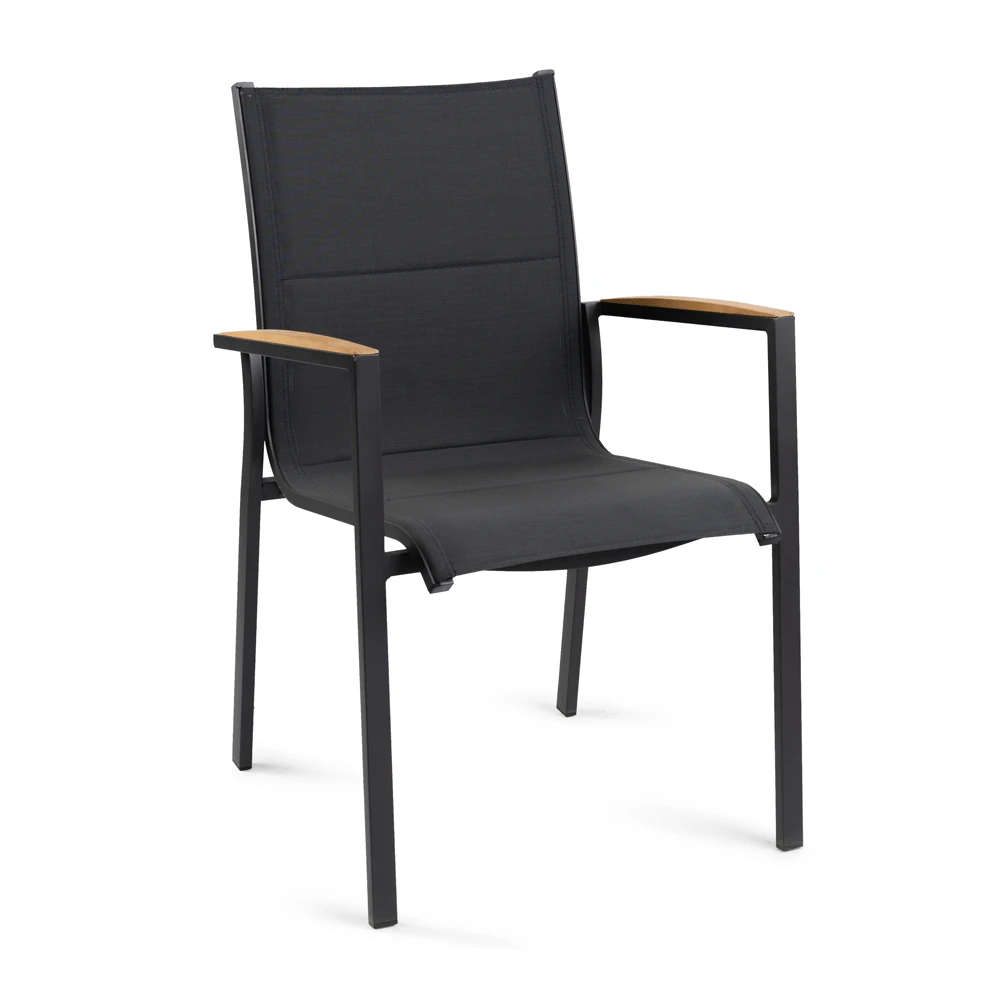 Tuinstoel Foxx - Teak Stapelbare Stoel - Charcoal 3 Tuinstoel Foxx - Teak Stapelbare Stoel - Charcoal