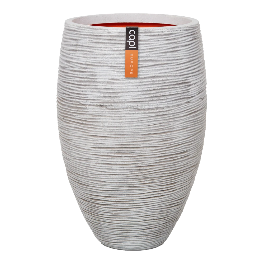 Capi Bloempot Hoog Nature Elegant Deluxe Rib NL - D56 X H84cm - Ivoor